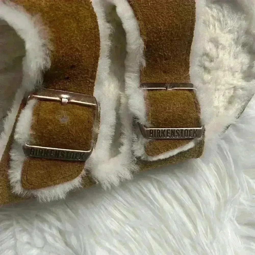Birkenstock Womens Arizona Shearling Suede Leather Mink - Picture 4 of 10